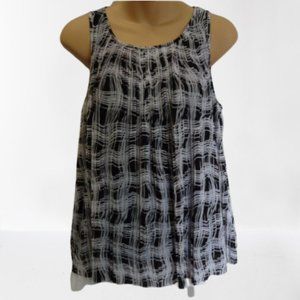 Liz Claiborne Tank Blouse Sleeveless Black White
